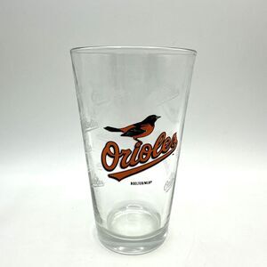 Baltimore Orioles MLB Bird Logo clear 16oz Glasses with ghost image NEW NO TAG